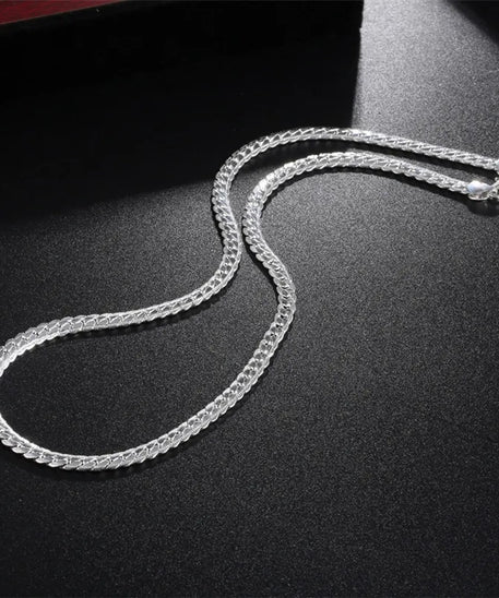 Collier en argent regardé 925 pour homme et femme, bijoux à la mode sur le côté, cadeau de fête de mariage, 18 po, 20 po, 22/24 po, 5mm