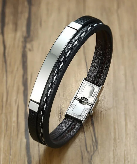 Bracelet cuir homme "VNOX"