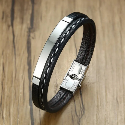 Bracelet cuir homme "VNOX"