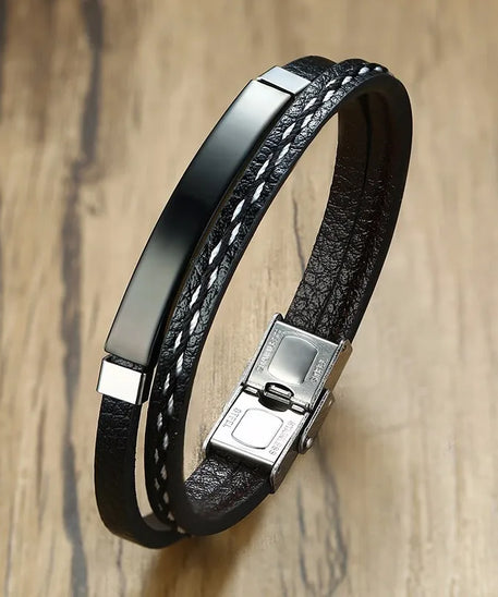 Bracelet cuir homme "VNOX"