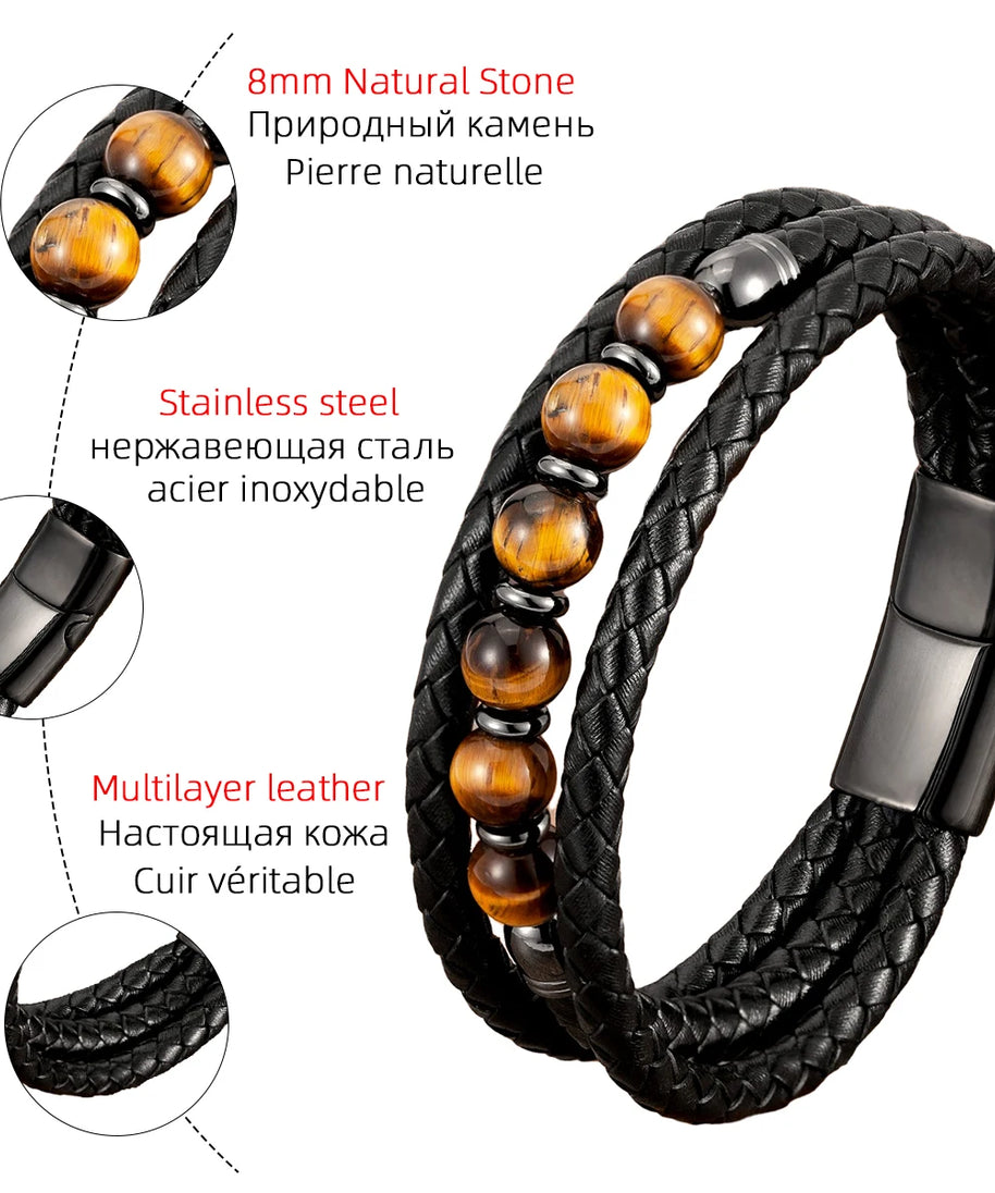Bracelet cuir homme "TRENDY"