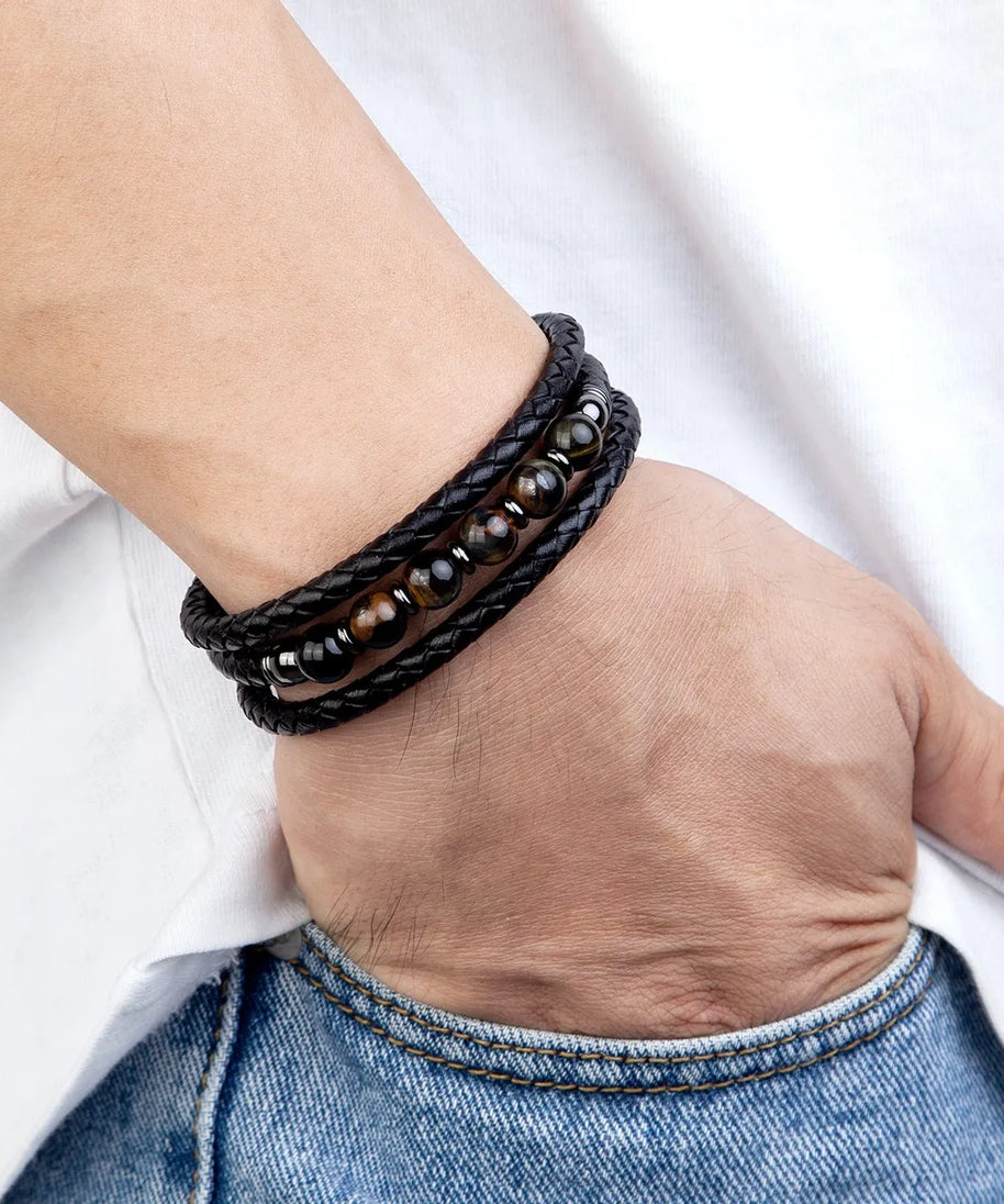 Bracelet cuir homme "TRENDY"