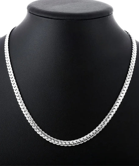 Collier en argent regardé 925 pour homme et femme, bijoux à la mode sur le côté, cadeau de fête de mariage, 18 po, 20 po, 22/24 po, 5mm