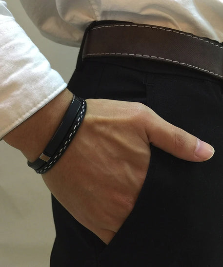 Bracelet cuir homme "VNOX"