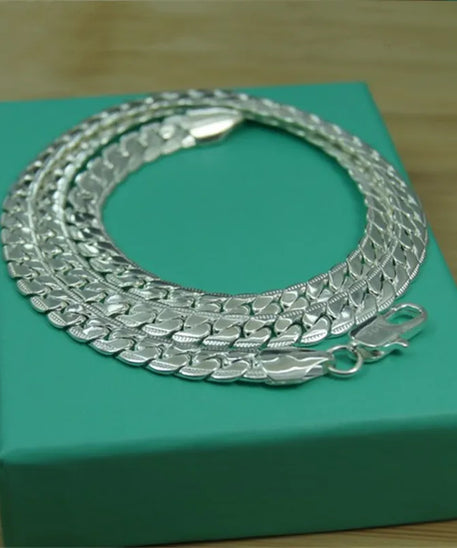 Collier en argent regardé 925 pour homme et femme, bijoux à la mode sur le côté, cadeau de fête de mariage, 18 po, 20 po, 22/24 po, 5mm