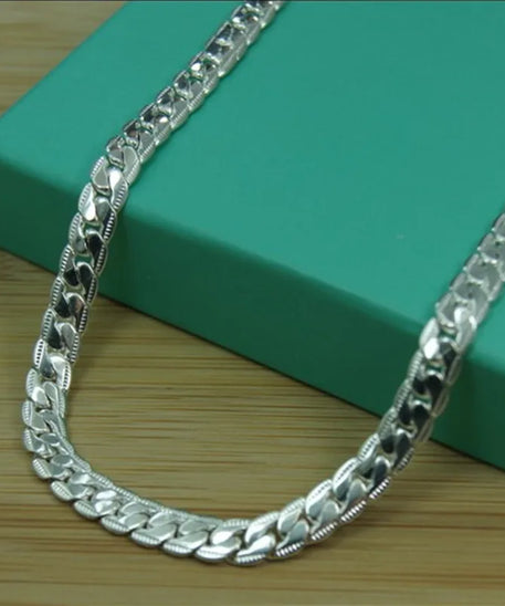 Collier en argent regardé 925 pour homme et femme, bijoux à la mode sur le côté, cadeau de fête de mariage, 18 po, 20 po, 22/24 po, 5mm