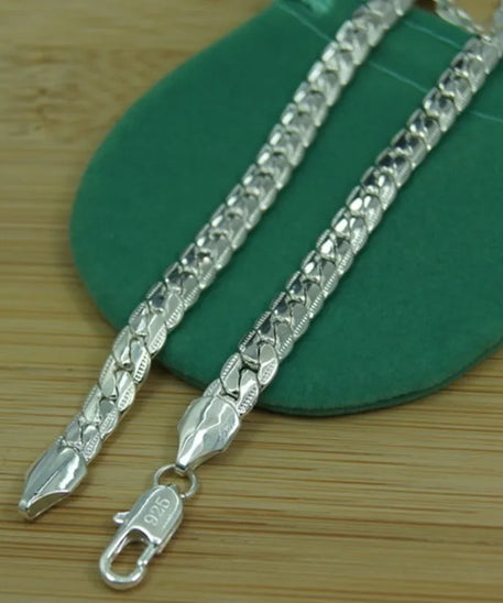 Collier en argent regardé 925 pour homme et femme, bijoux à la mode sur le côté, cadeau de fête de mariage, 18 po, 20 po, 22/24 po, 5mm