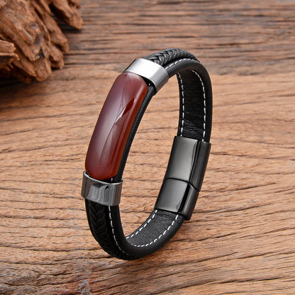 Bracelet cuir homme "HEMATITE"