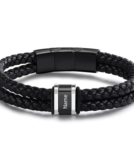 Bracelets avec nom personnalisé pour hommes, en cuir, avec noms de famille de 1 à 5 noms, cadeaux personnalisés, bijoux pour papa, mari, fils