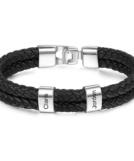 Bracelets avec nom personnalisé pour hommes, en cuir, avec noms de famille de 1 à 5 noms, cadeaux personnalisés, bijoux pour papa, mari, fils