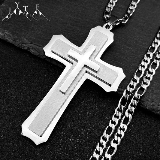 CROIX ARGENTEE pour homme avec sa chaine