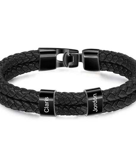 Bracelets avec nom personnalisé pour hommes, en cuir, avec noms de famille de 1 à 5 noms, cadeaux personnalisés, bijoux pour papa, mari, fils