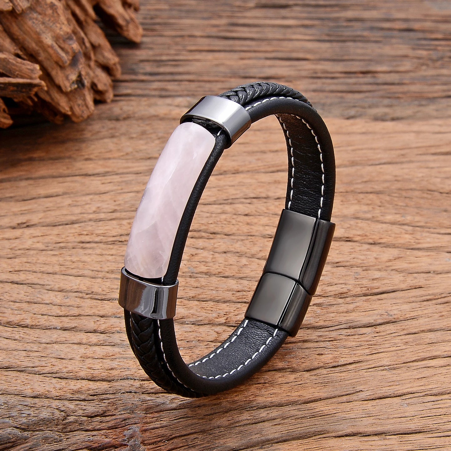 Bracelet cuir homme "HEMATITE"
