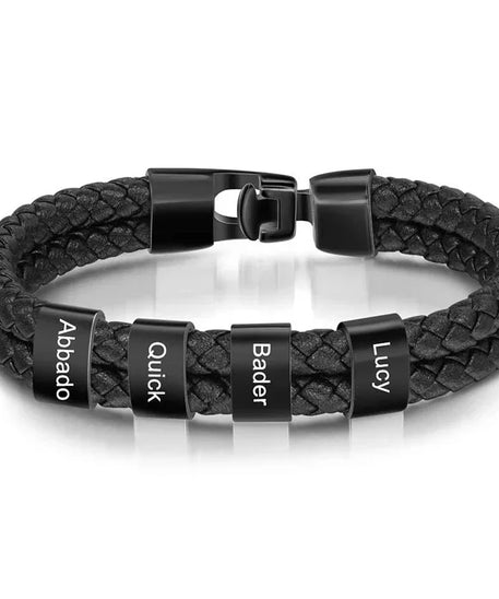 Bracelets avec nom personnalisé pour hommes, en cuir, avec noms de famille de 1 à 5 noms, cadeaux personnalisés, bijoux pour papa, mari, fils