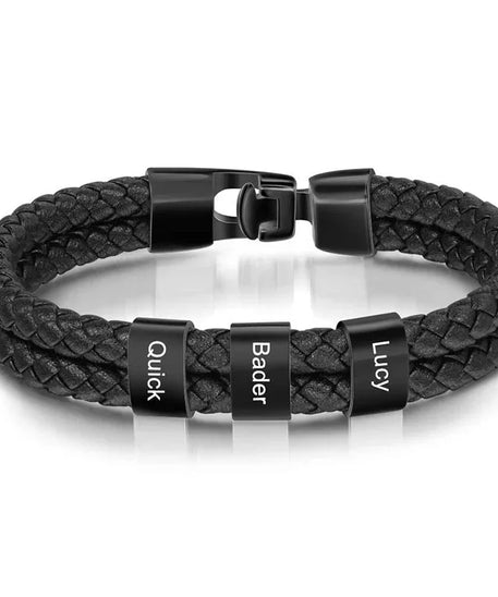 Bracelets avec nom personnalisé pour hommes, en cuir, avec noms de famille de 1 à 5 noms, cadeaux personnalisés, bijoux pour papa, mari, fils
