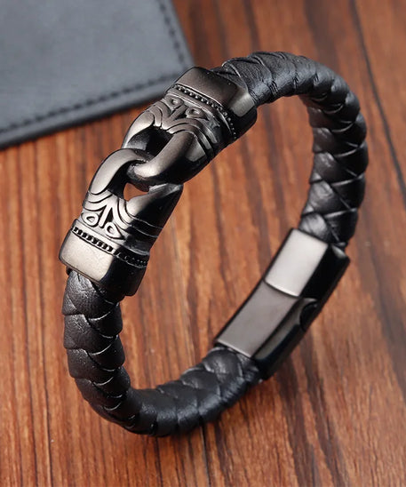 Bracelet cuir homme "DOUBLE TEETH"