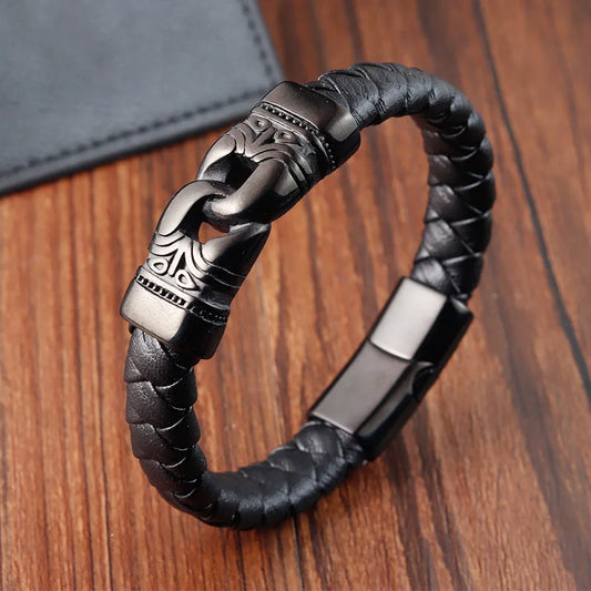 Bracelet cuir homme "DOUBLE TEETH"