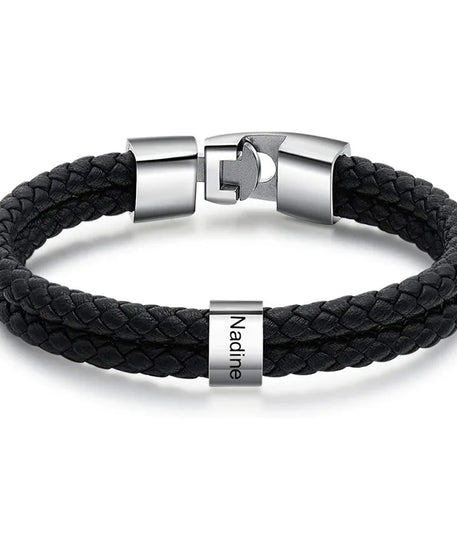 Bracelets avec nom personnalisé pour hommes, en cuir, avec noms de famille de 1 à 5 noms, cadeaux personnalisés, bijoux pour papa, mari, fils