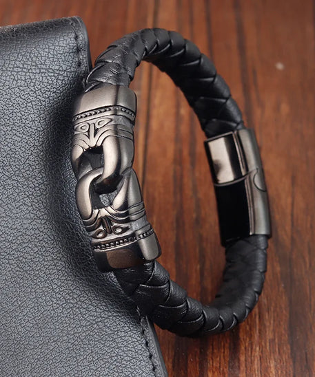 Bracelet cuir homme "DOUBLE TEETH"