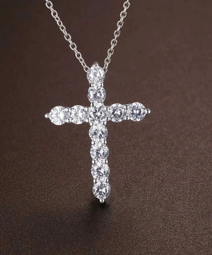 Chaine ARGENT Homme avec croix en cristal