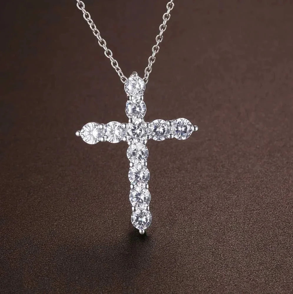 Chaine ARGENT Homme avec croix en cristal