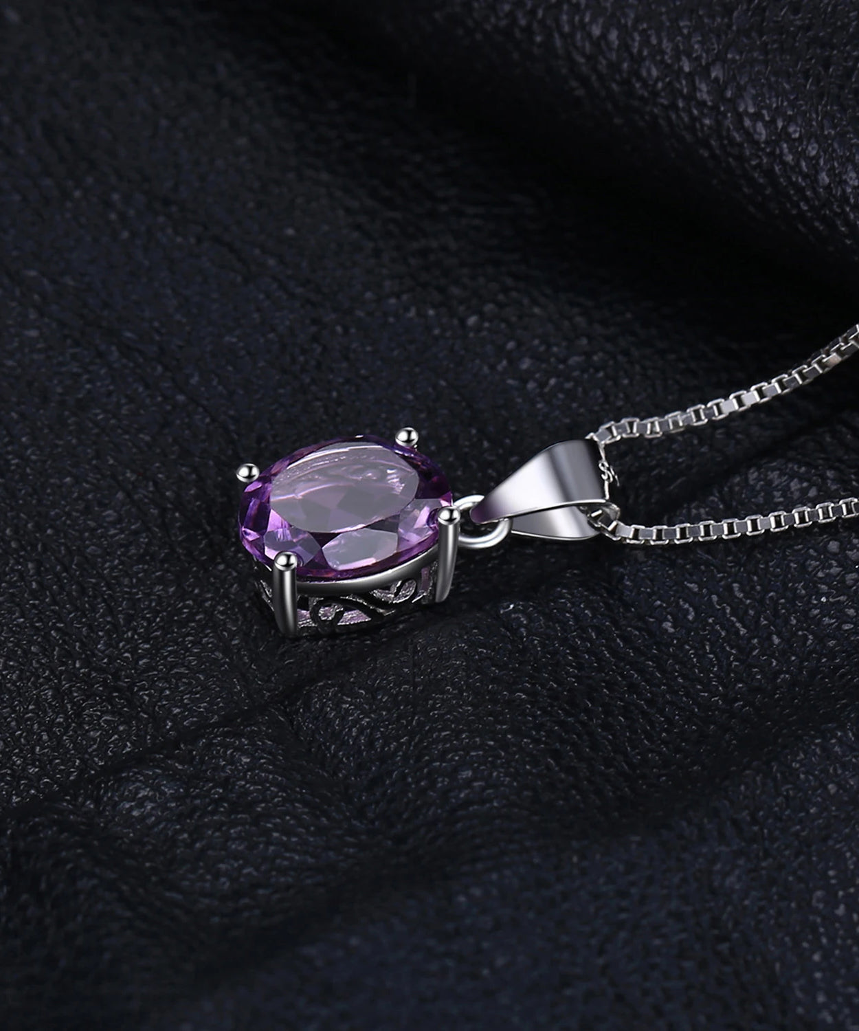 Collier ARGENT FEMME "AMETHYSTE" SANS CHAINE