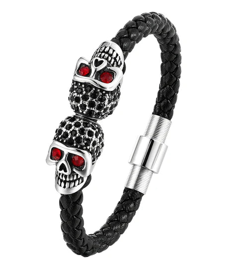 Bracelet CUIR HOMME "SKULLS"