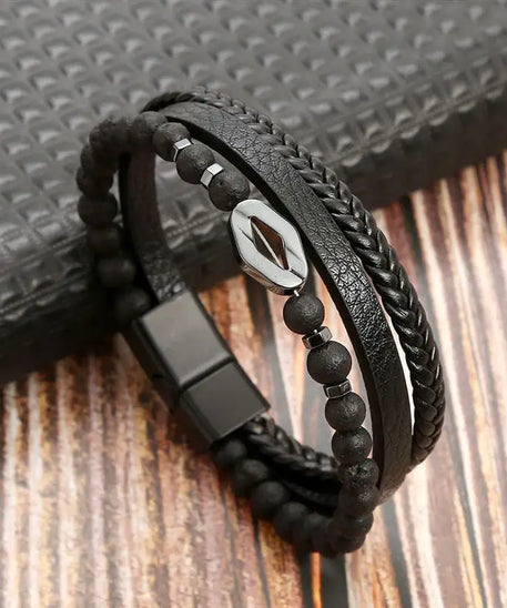Bracelet cuir homme "TIGER EYE"