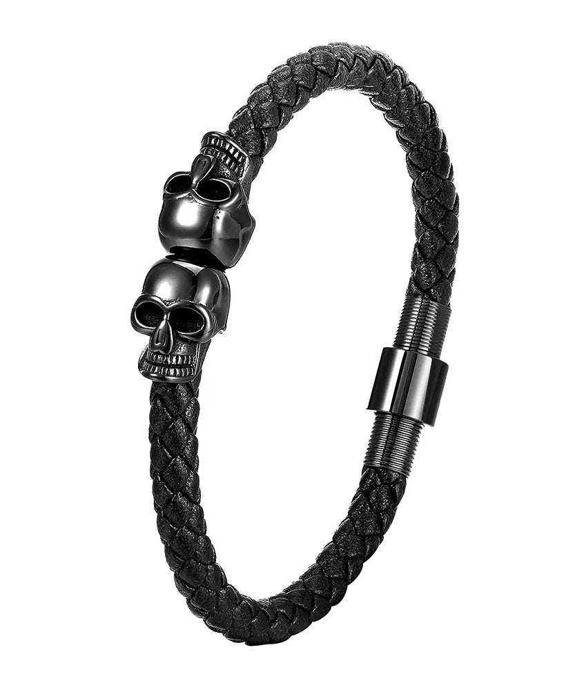 Bracelet CUIR HOMME "SKULLS"
