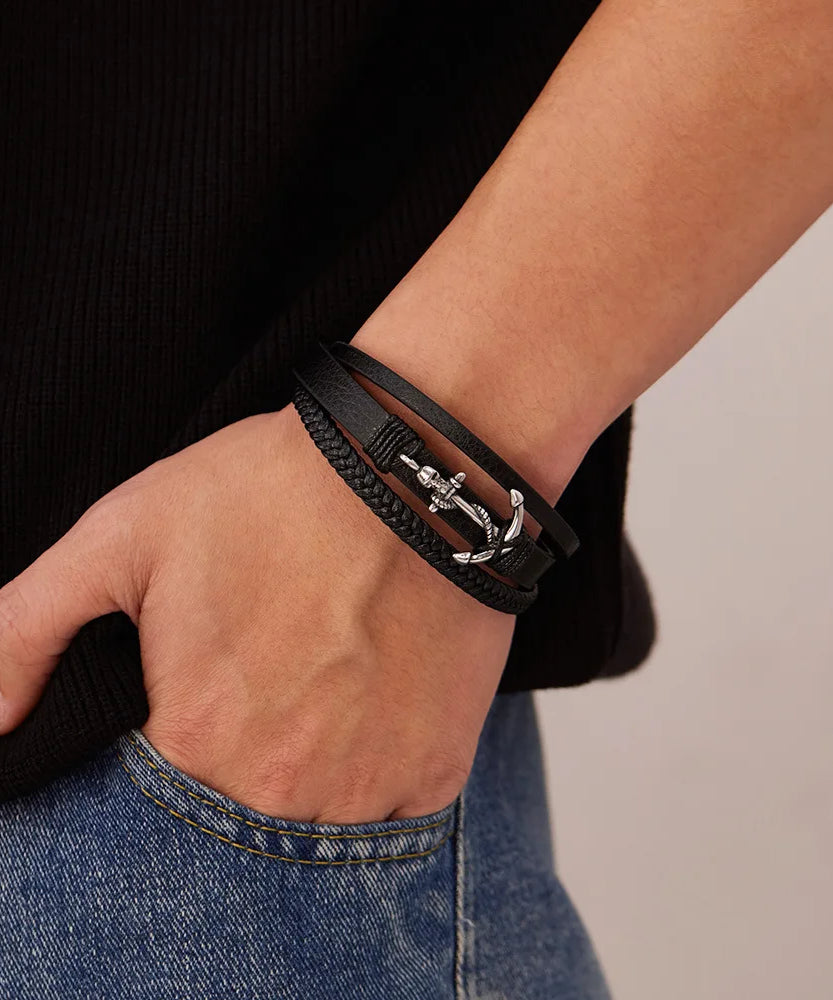 Bracelet cuir homme "ANCHOR"