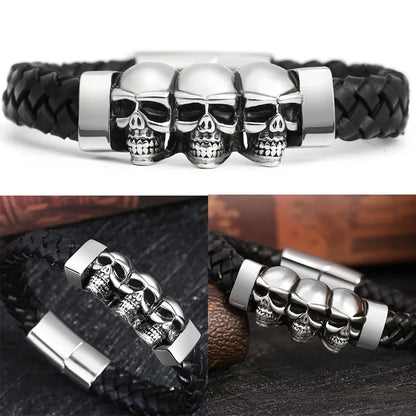 Bracelet CUIR HOMME "SKULLS"