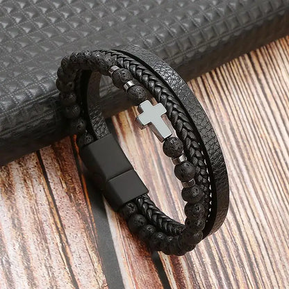 Bracelet cuir homme "TIGER EYE"