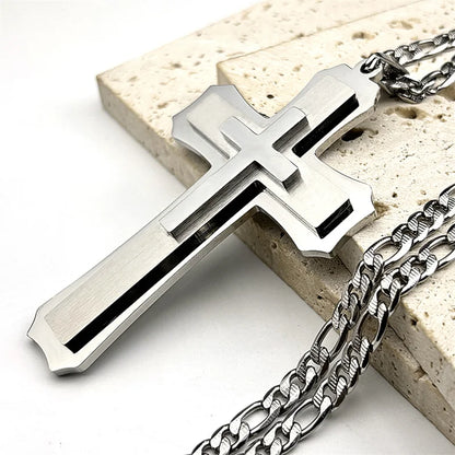 CROIX ARGENTEE pour homme avec sa chaine