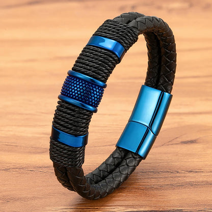 Bracelet cuir homme "BLUE MAN"