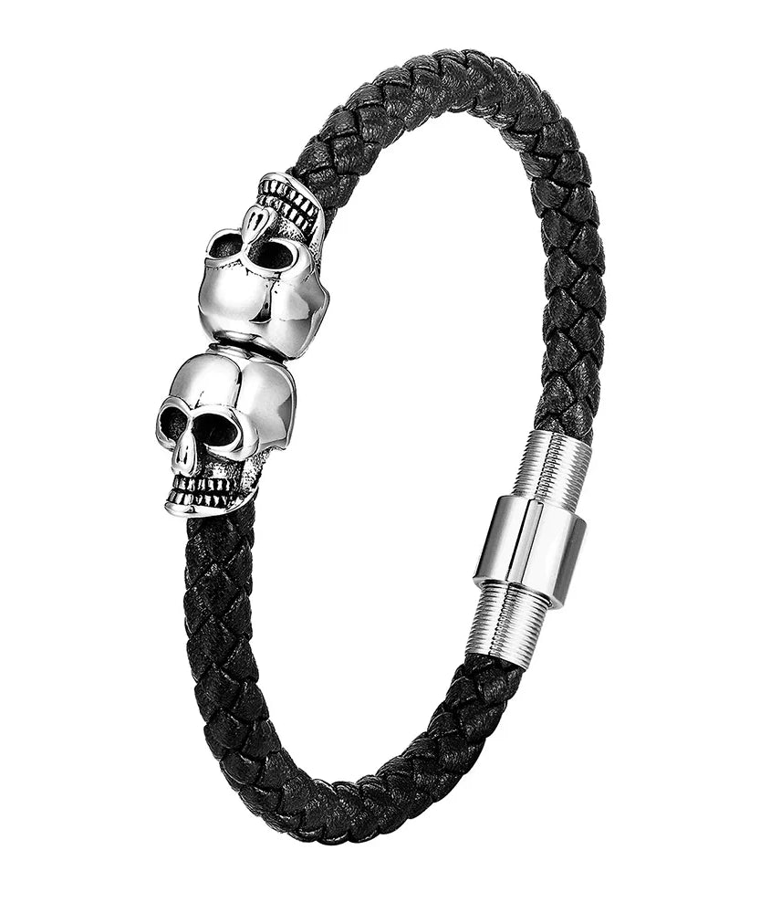 Bracelet CUIR HOMME "SKULLS"