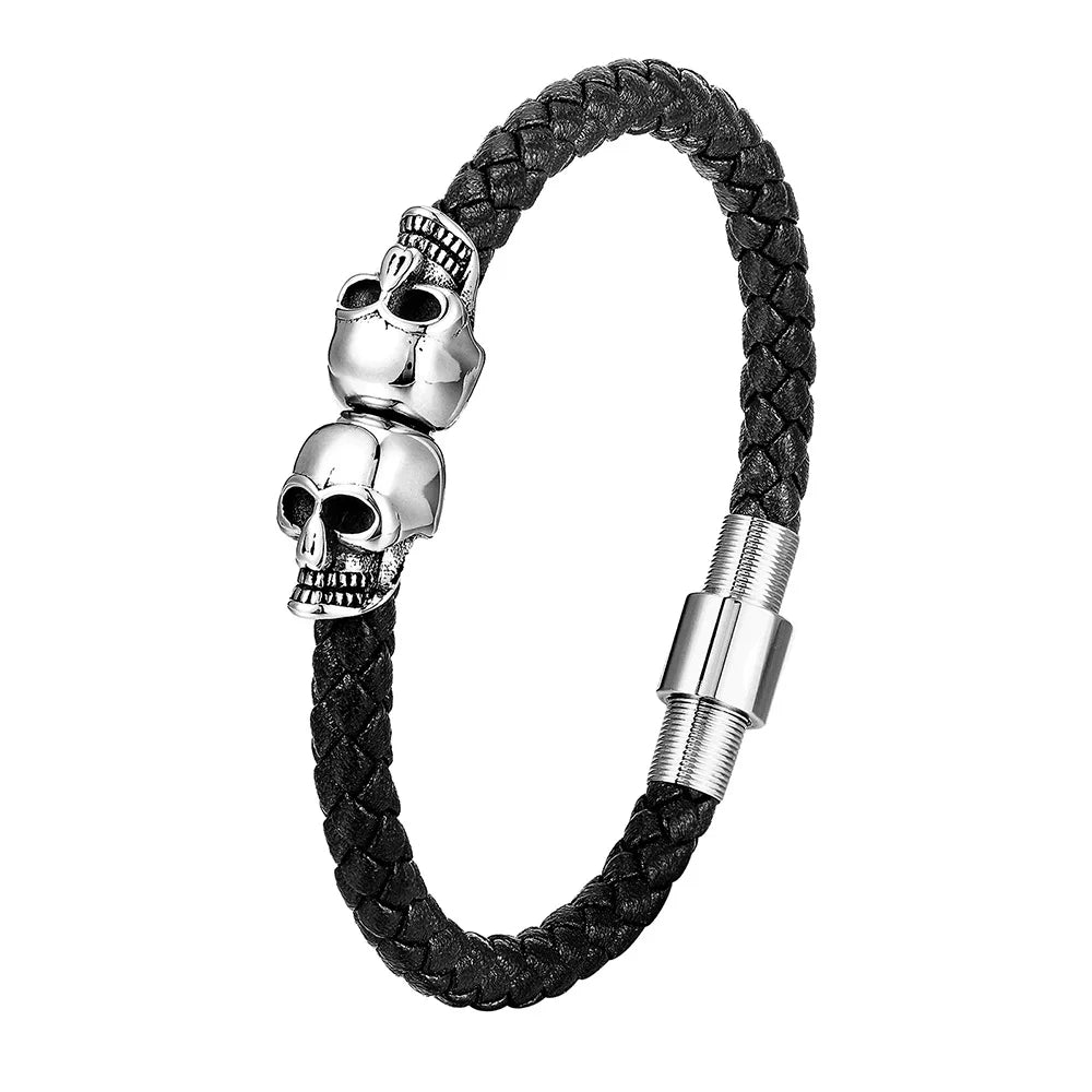 Bracelet CUIR HOMME "SKULLS"