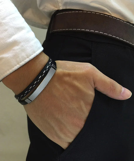 Bracelet cuir homme "VNOX"