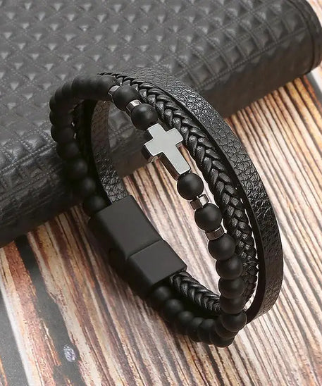 Bracelet cuir homme "TIGER EYE"
