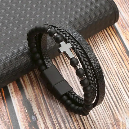 Bracelet cuir homme "TIGER EYE"