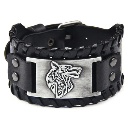 Bracelet CUIR homme "TETE DE LOUP"