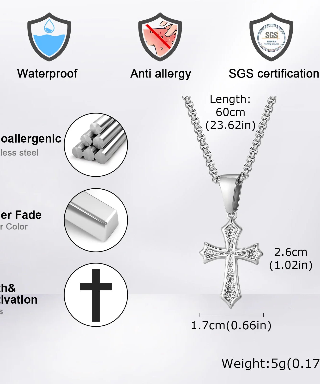 Chaine PENDENTIF croix pour hommes