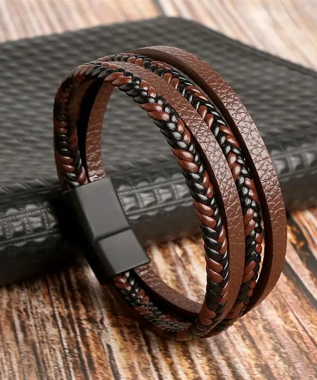 Bracelet cuir homme "TIGER EYE"
