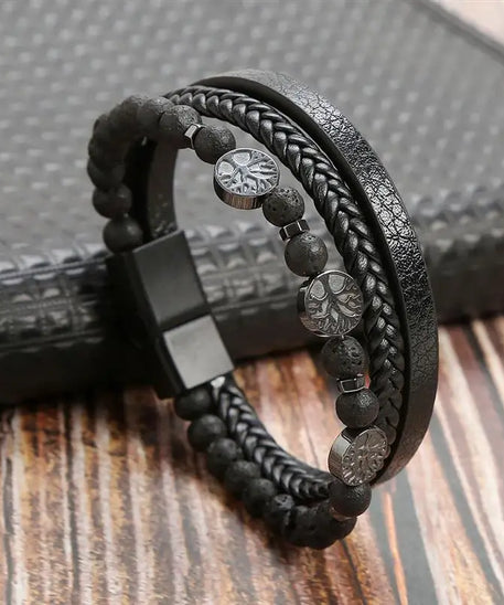 Bracelet cuir homme "TIGER EYE"