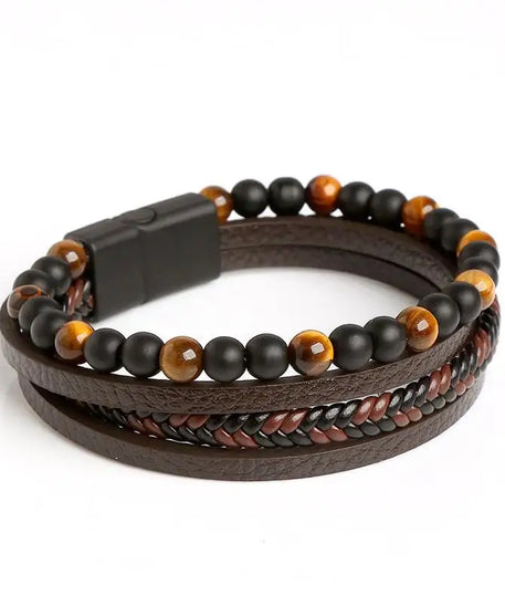 Bracelet cuir homme "TIGER EYE"