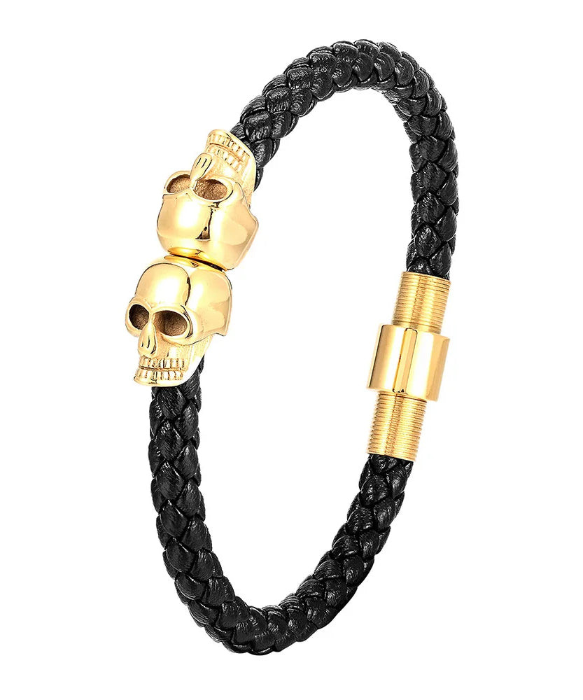 Bracelet CUIR HOMME "SKULLS"