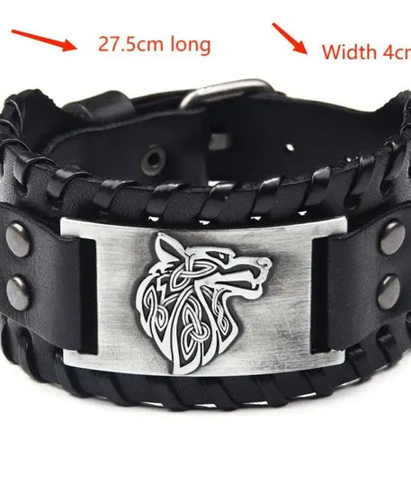 Bracelet CUIR homme "TETE DE LOUP"