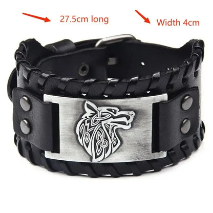 Bracelet CUIR homme "TETE DE LOUP"