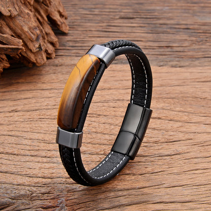 Bracelet cuir homme "HEMATITE"