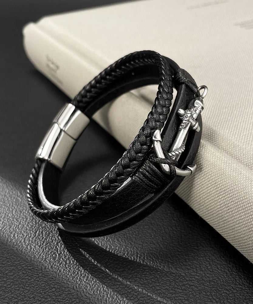 Bracelet cuir homme "ANCHOR"