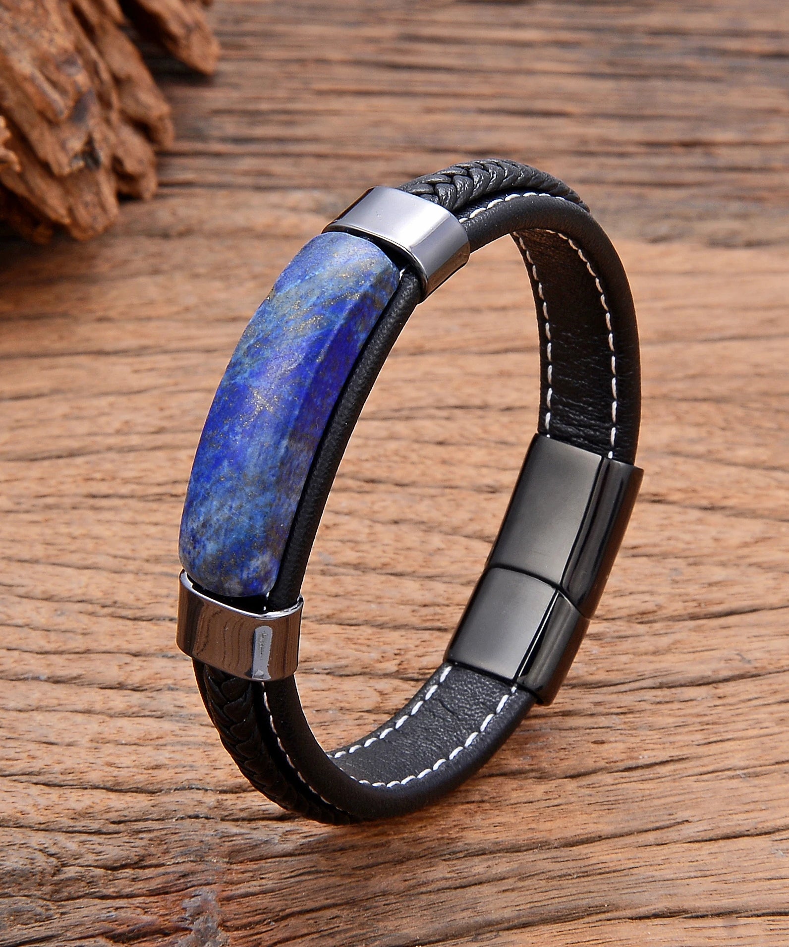 Bracelet cuir homme "HEMATITE"